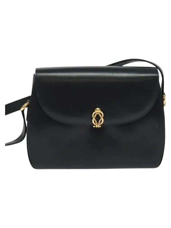Authentic GUCCI Shoulder Bag Leather Navy Gold - Picture 5 of 16